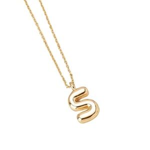 Gold Bubble Initial Letter Necklace